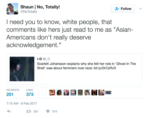 But also the lack of representation for Asian and women of color in Hollywood.