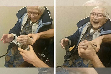 A polícia "prendeu" uma velhinha de 99 anos para que ela pudesse riscar isso de sua lista de desejos