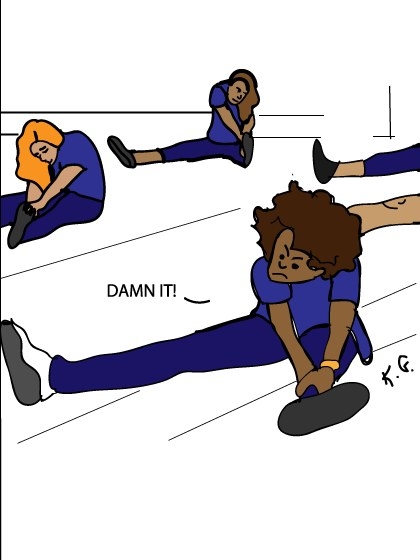 It f***ing hurts okay? Reaching our toes f***ing hurts. We don't know how you flexible people do it.