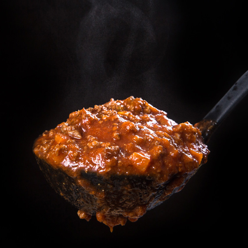 Who could resist a ladle of delicious meat sauce!