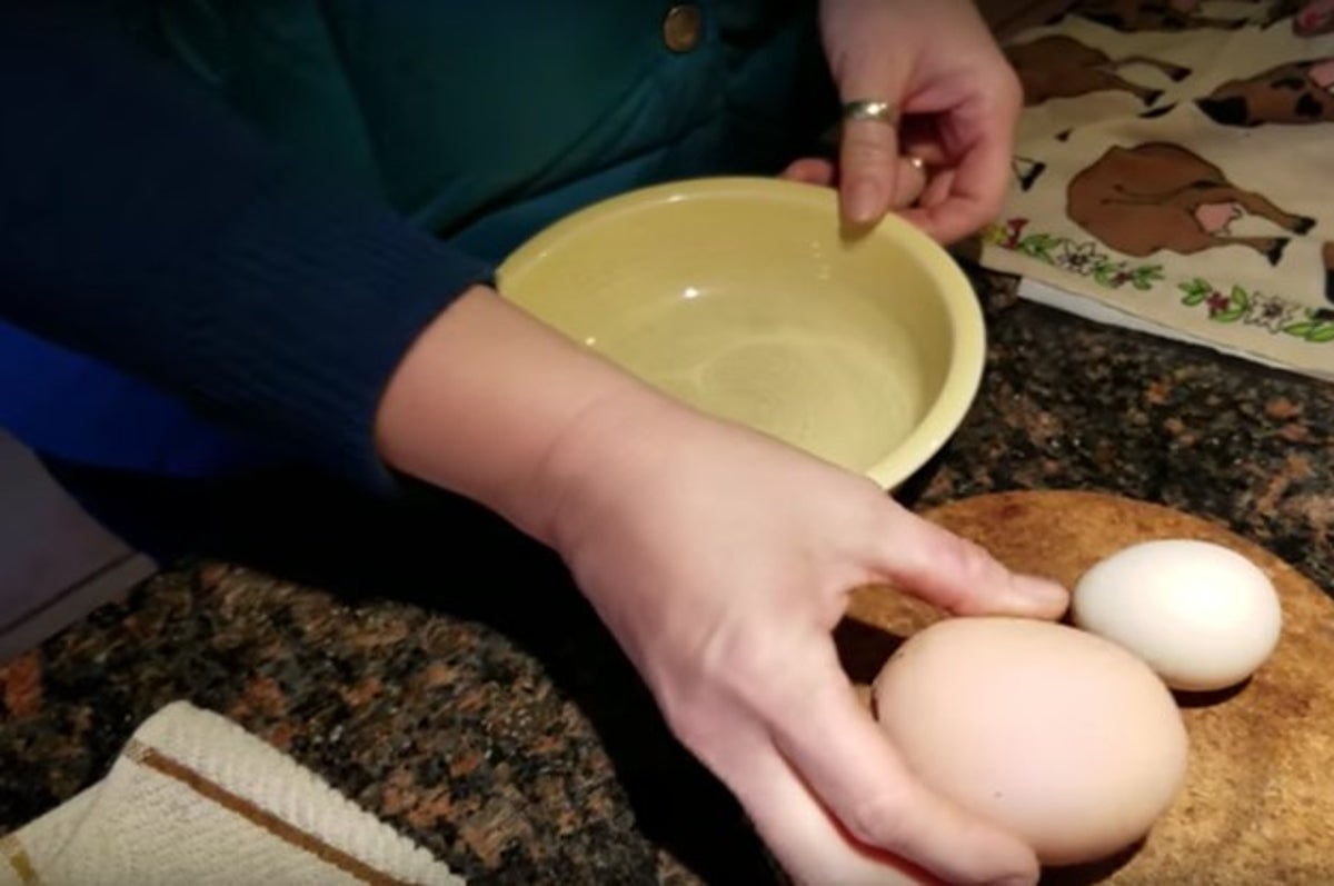 鶏の大きなタマゴ 割ったら出てきたものは 驚きの動画