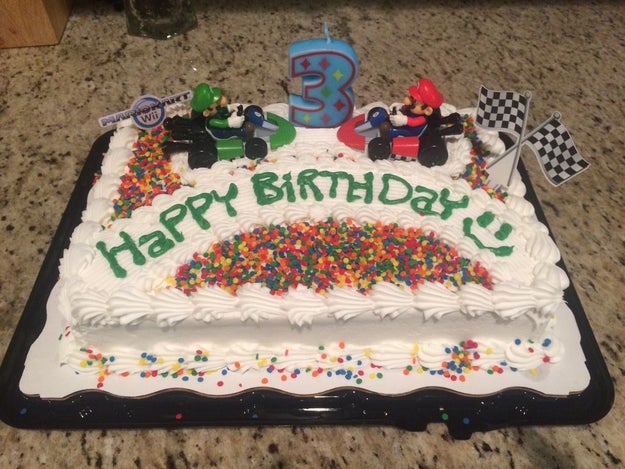 Garrett told BuzzFeed News her little brother is obsessed with Super Mario characters. Last year, they bought him a Mario and Luigi-themed cake for his birthday. This year, the almost 4-year-old requested a Princess Peach cake.
