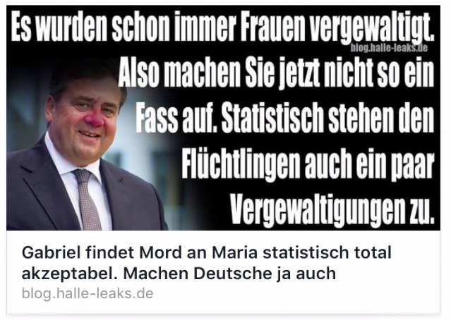Ja, Sigmar Gabriel hat sich in einem persönlichen Facebook-Post zum Mordfall Maria in Freiburg geäußert. Aber nein, diesen Satz hat Sigmar Gabriel in seinem Posting nicht gesagt. Das Zitat ist fake.