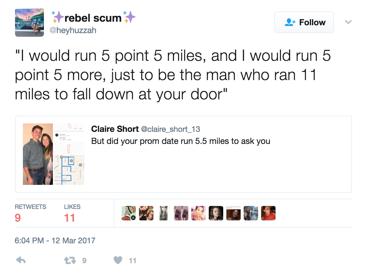 Ok But Did Your Prom Date Run 5 5 Miles To Ask You Because This Teen S Did