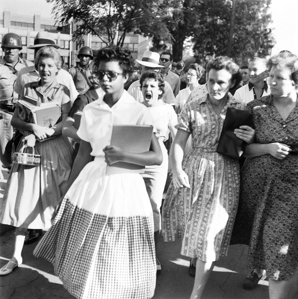 Elizabeth Eckford, one of the first black students to attend a desegregated high school in Little Rock, Arkansas.