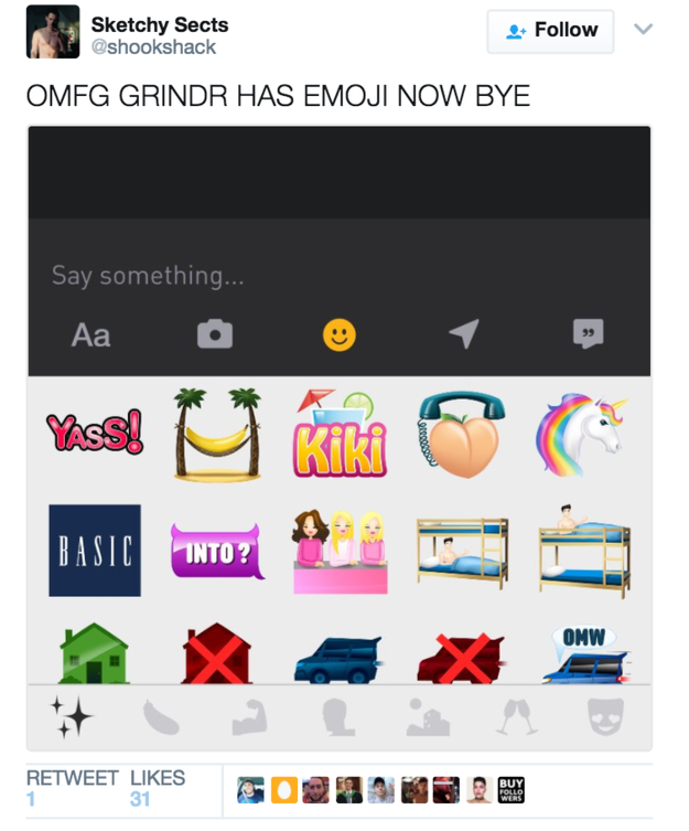 Grindr released its very own emoji keyboard this week, allowing users with the latest update of the hook-up app to message, flirt, and express their sexual preferences with the help of an array of cartoon images.