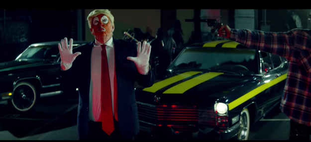 If you can get past the many, many clowns and keep watching, there comes a moment when Snoop Dogg points a gun at a character based on President Donald Trump.