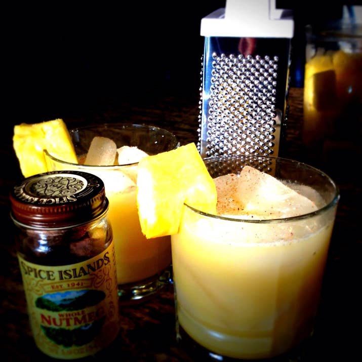 Ingredients:60 ml Old Monk30 ml coconut cream120 ml pineapple juice30 ml orange juiceNutmeg powderPour the rum, coconut cream, pineapple juice and orange juice into a shaker and shake well. Strain into a glass, add ice and sprinkle a pinch of nutmeg powder on top. If you wanna impress your friends even more, you can garnish it with a slice of fruit.