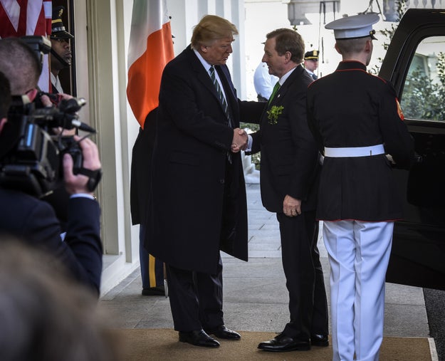 Enda Kenny, the Taoiseach (or prime minister) of Ireland, visited Donald Trump at the White House on Thursday, a day after the president's travel ban was blocked in federal court.