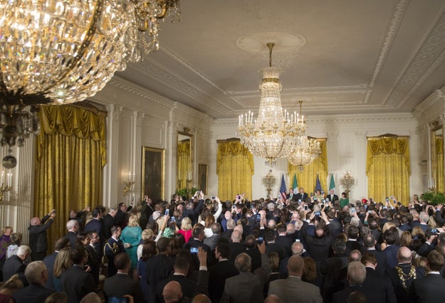 The two leaders had a meeting in the Oval Office, then the president hosted a reception for Kenny and his wife in the East Room on Thursday night.