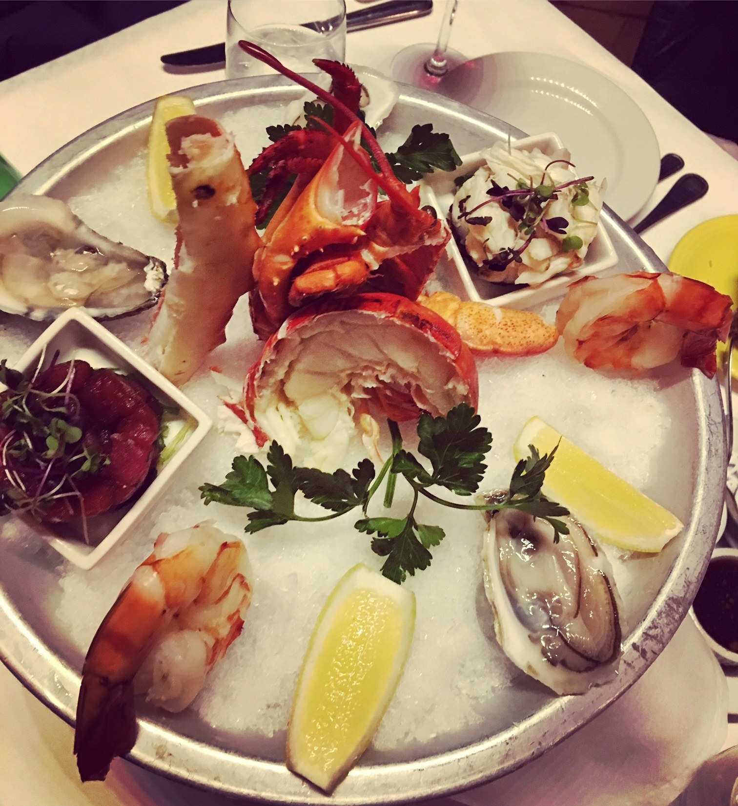The beautiful platter of shellfish highlights the freshest ingredients that range from jumbo shrimp, king crab legs, lobster tail & claw, tuna tartare, oysters by the shell, and lump crab meats. This platter is an absolute must for all seafood lovers out there!