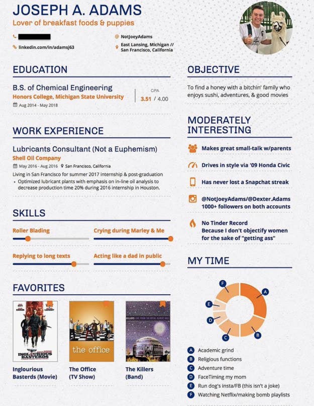 This College Student Made A Dating Resume And It S Kind Of Incredible