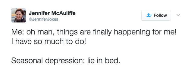 17 Jokes About Seasonal Affective Disorder That Are Funny Because They Re True What do you call ten arctic hares hopping backwards through the snow together? 17 jokes about seasonal affective