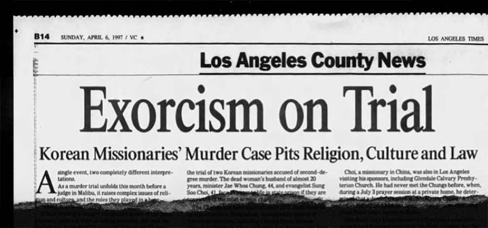 Uma manchete da edição de 6 de abril de 1997 do "Los Angeles Times".