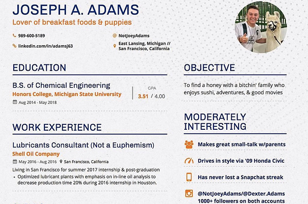 This College Student Made A Dating Resume And It S Kind Of Incredible