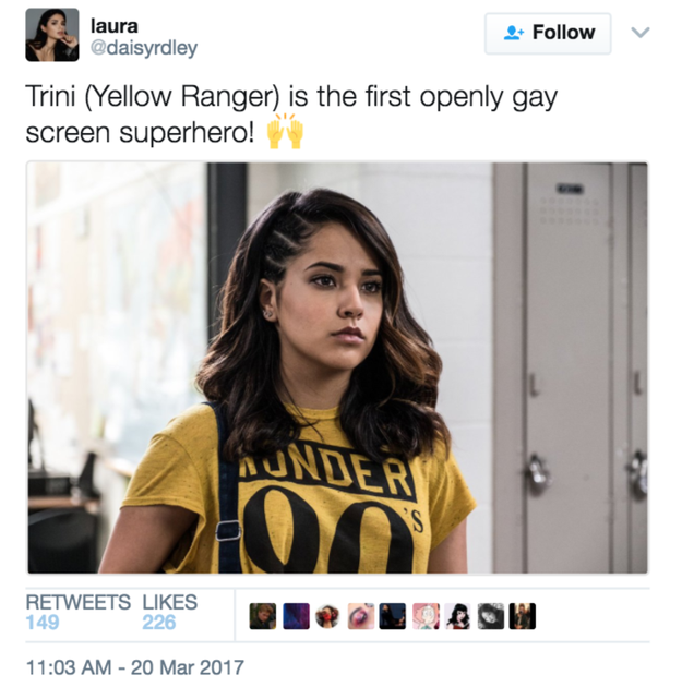 Director Dean Israelite confirmed that Trini, the Yellow Ranger (played by actor Becky G), will come to terms with her sexuality and deal with some "girlfriend problems" in the Lionsgate reboot of the classic '90s television series.