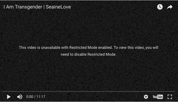 Videos ranging from a makeup lesson for trans women to an LGBT couple reciting wedding vows were no longer visible after the filter was enacted.