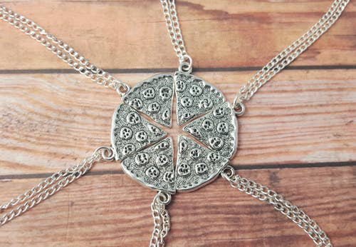 Best Friends Pizza Necklaces, Silver Necklaces Couple Friendship Necklaces  (pack Of 6)