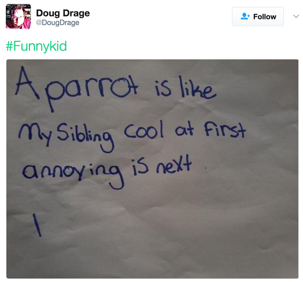 This kid who takes note of important similarities: