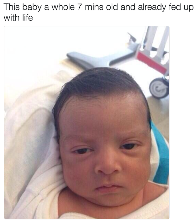 And this baby who already knows too much:
