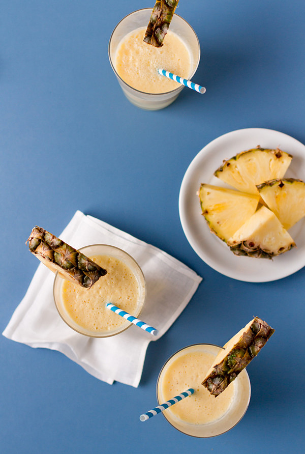 Ingredients: pineapple, banana, coconut milk, orange juiceGet the full recipe here.