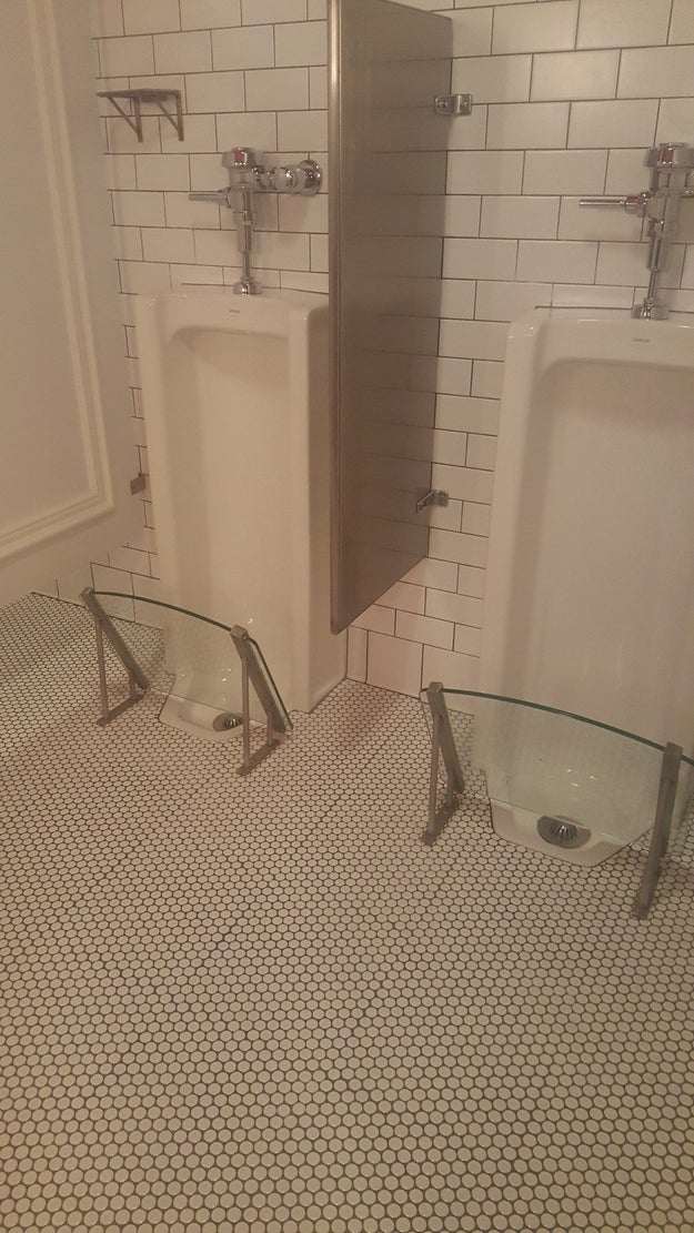 The urinal splash guard for protecting your shoes.