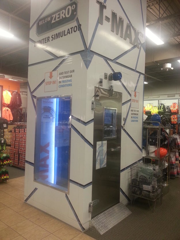 This giant fridge used for testing out winter clothes before you buy them.