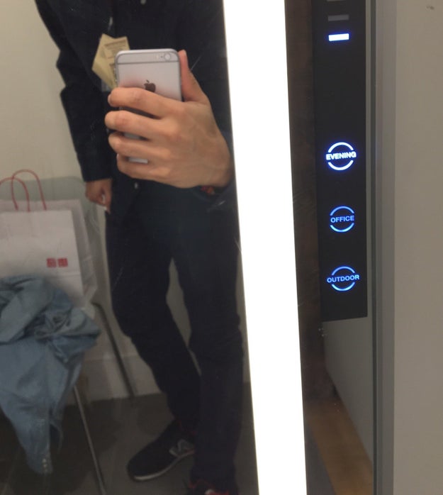 This changing room mirror that replicates the light on a night out, in your office, and outside.