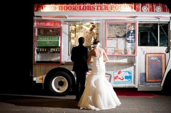 Your food and beverage needs usually eat a big portion of your wedding budget. If you're a "foodie" or plan on a long day, offer your guests canapés (Fancy word for snacks), and apéritifs (Fancy word for drinks) throughout the day.* Offer fruit and beverages served before the ceremony* Provide a dual entree plated dinner service, rather than a buffet or traditional "chicken or fish" dinner option* Let the late night snack(s) flow and line your venue with food trucks