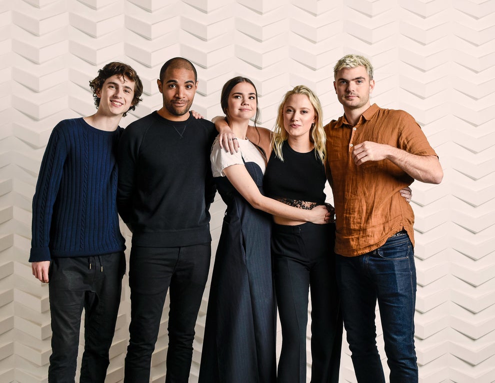 Hot Summer Nights stars Timothee Chalamet, Maia Mitchell, Maika Monroe, and Alex Roe with writer/director Elijah Bynum