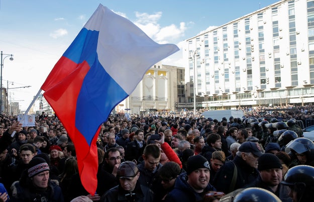 On Sunday, thousands of Russians gathered in cities across Russia to protest against Prime Minister Dmitry Medvedev.