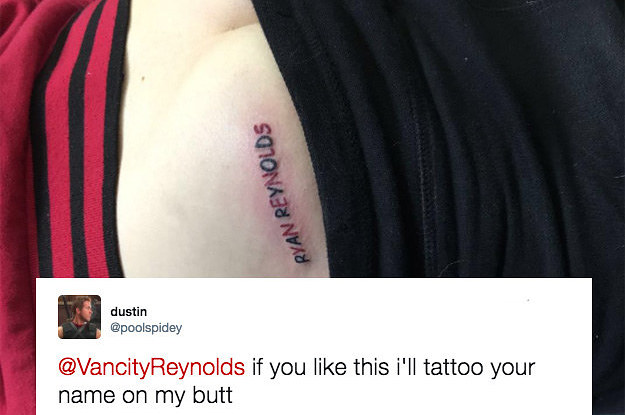 Ryan Reynolds Finally Saw That Fan Butt Tattoo And His Reaction Was Of  Course Priceless