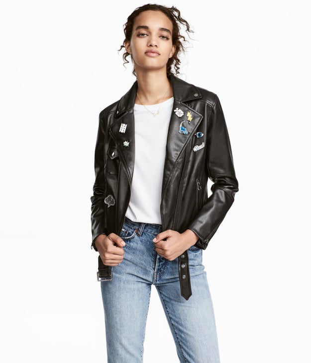 A biker jacket to say "I'm tough... but I also enjoy cute patches and dino pins. But I'm tough."