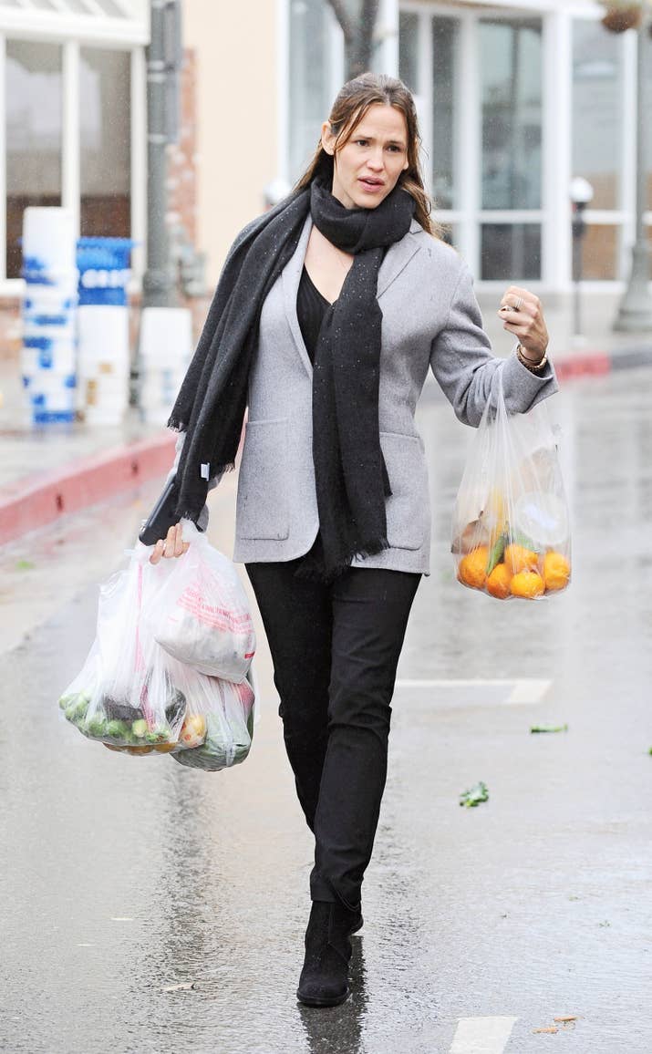 Level of rain: ☔ ☔ ☔ ☔ ☔ ☔ Reaction to the rain: A little rain's not going to bother this Super Mom.