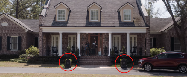 There are omega (Ω) symbols outside the Armitage's home. Omega is the last letter of the Greek alphabet, which may represent "the end" for Chris.