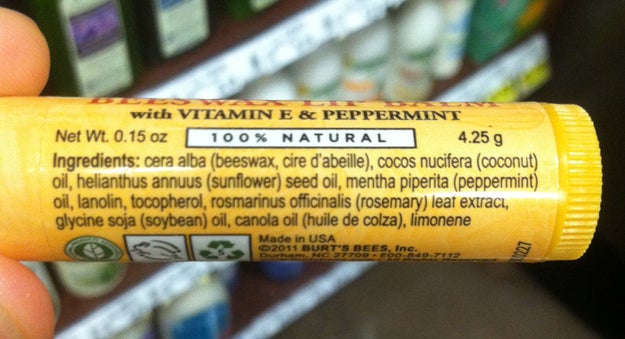 When you're looking for lip balm, try to get one with a short ingredients list.