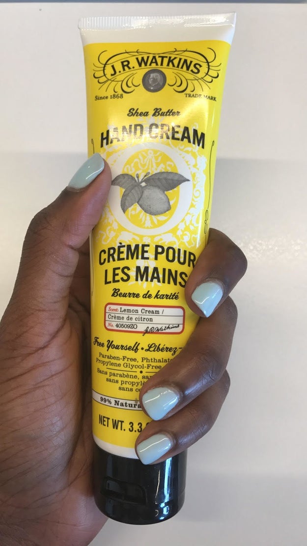 J.R. Watkins Hand Cream smells like a yummy piece of lemon cake and it makes my hands so soft.