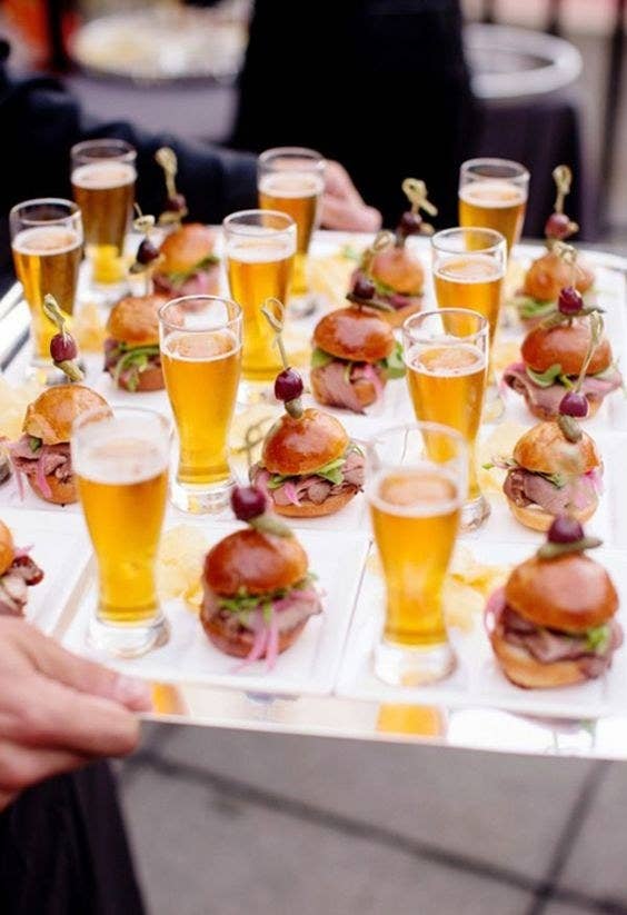 Sliders and mini beer steins? Oysters and champagne? Yes, please.
