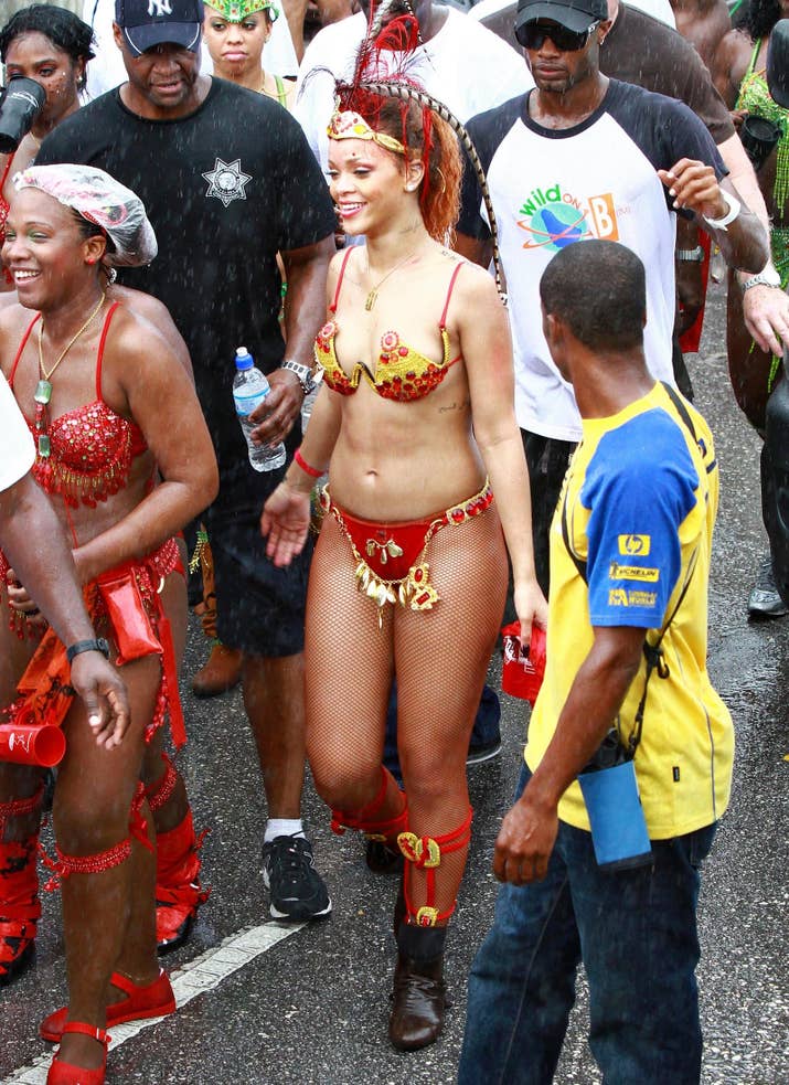 Level of rain: ☔ ☔ ☔ ☔ ☔ Reaction to the rain: Rih could care less.