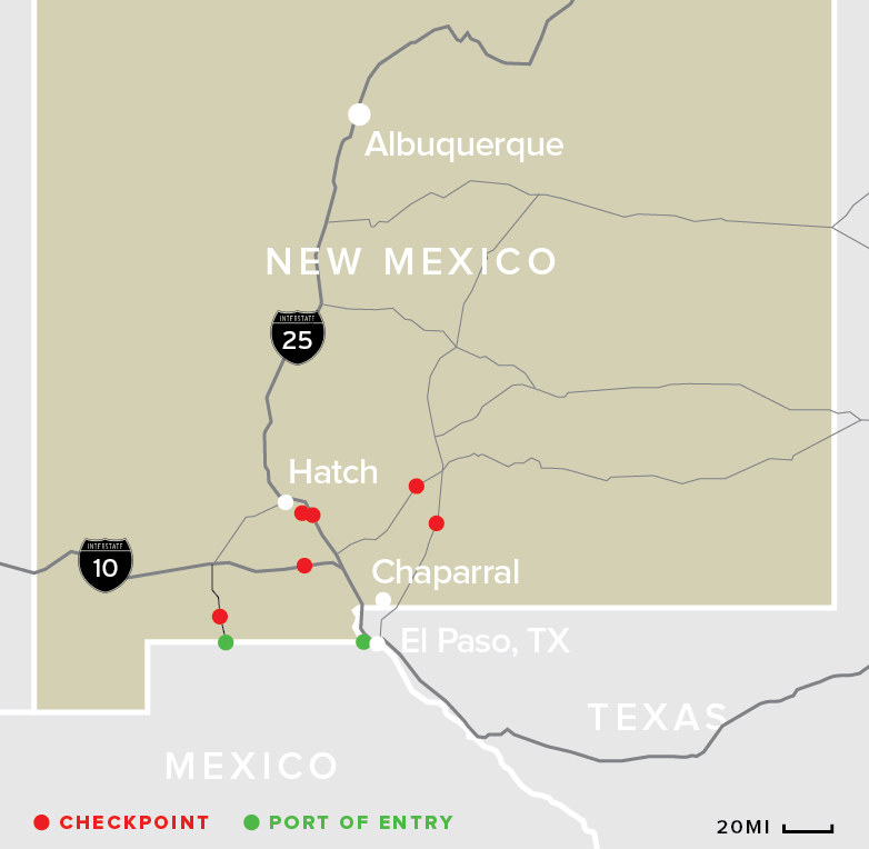 Border Patrol Checkpoints New Mexico Map