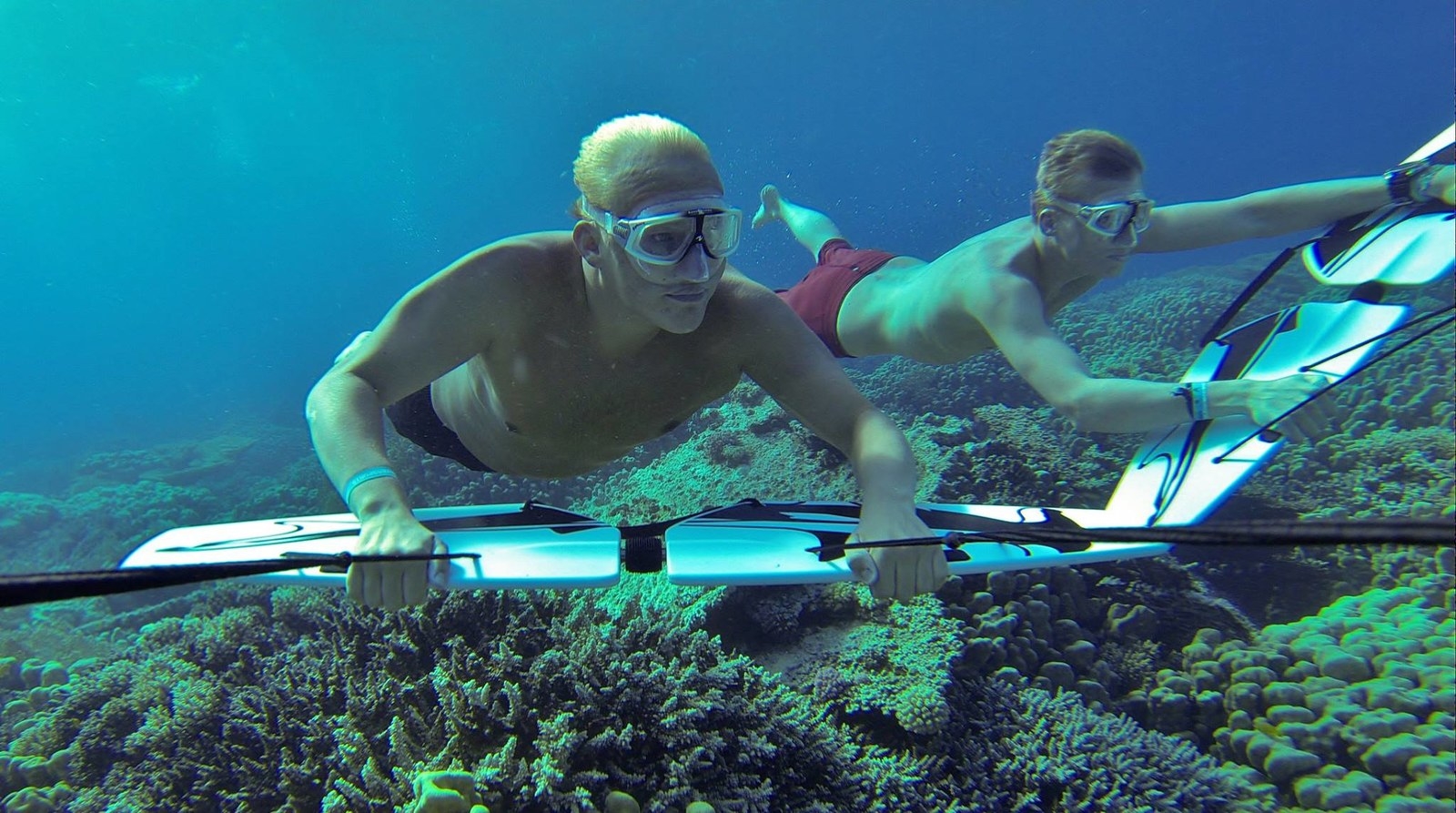 Ever tried out a Subwing? This nifty piece of equipment lets you race along the ocean floor! A word of caution though - watch out not to graze yourself on coral & jagged bits of rock that might crop up out of the seabed