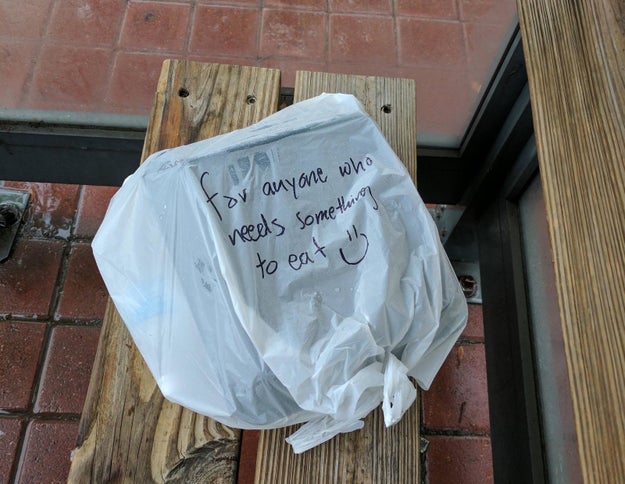 This gift left at a bus stop.