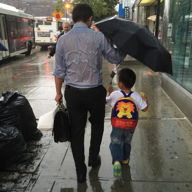 This dad looking after his son.