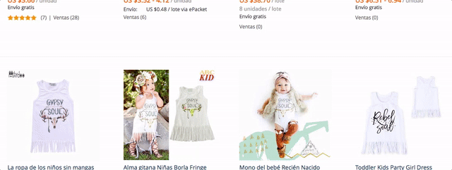 A sample of knockoffs of Mariana Toscas's "Gypsy Soul" T-shirt design and model photos sold on AliExpress.