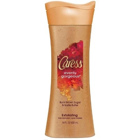 With Scents of Burnt Brown Sugar and Karite ButterCaress Evenly Gorgeous Exfoliating Body Wash blends the delectable scents of burnt brown sugar and karite butter to create a refreshing, renewing experience every time you bathe. This body wash gently exfoliates to soften skin before infusing it with moisturizers to give you beautiful, even-toned skin you'll want to flaunt every day.