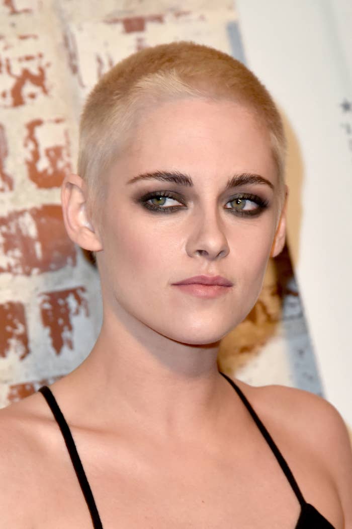 Kristen Stewart Realizing She Has No Hair To Run Her Hands Through