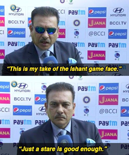 Meanwhile, Ravi Shastri went conceptual for his recreation.