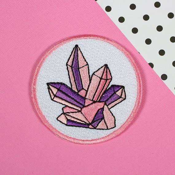 21 Really Fucking Cool Iron On Patches Your Jacket Needs Right Now - this crystal cluster patch because you re a gem 4 50 from etsy
