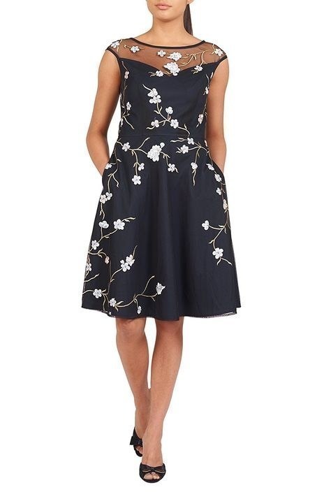 J taylor sleeveless embroidered best sale floral fit & flare dress