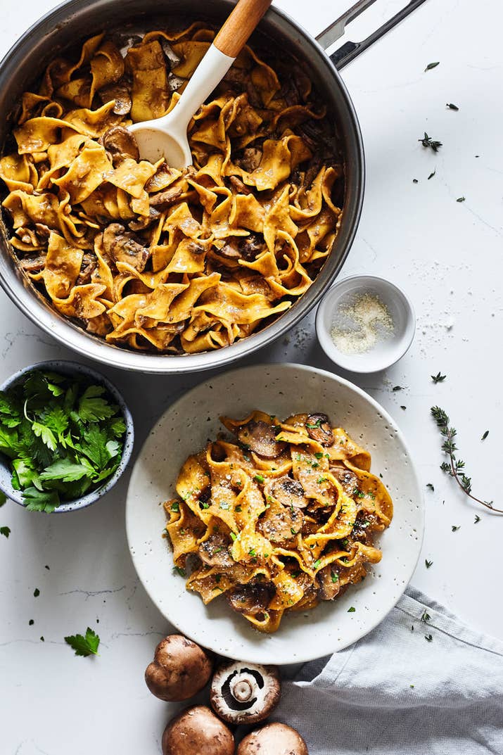 No beef here, just lots and lots of savory cremini mushrooms. Vegetable broth and almond milk add an element of richness to the whole dish. Get the recipe.